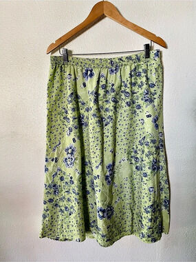 Vintage April Cornell Floral Midi Skirt Cotton Size Large Boho Farm